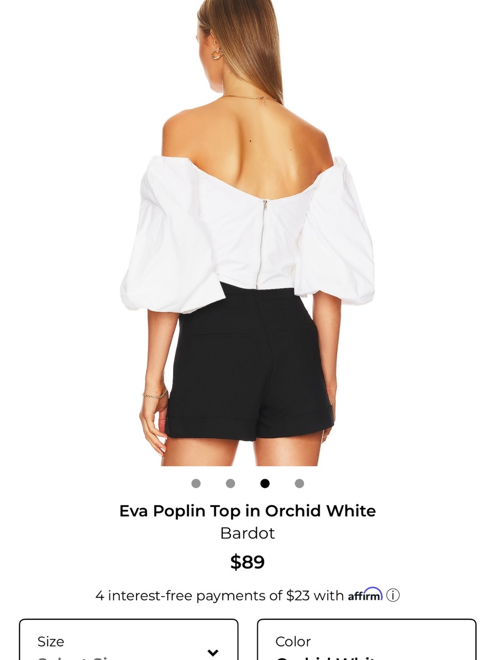 Bardot White Off-Shoulder Poplin Top - Picture 3 of 4
